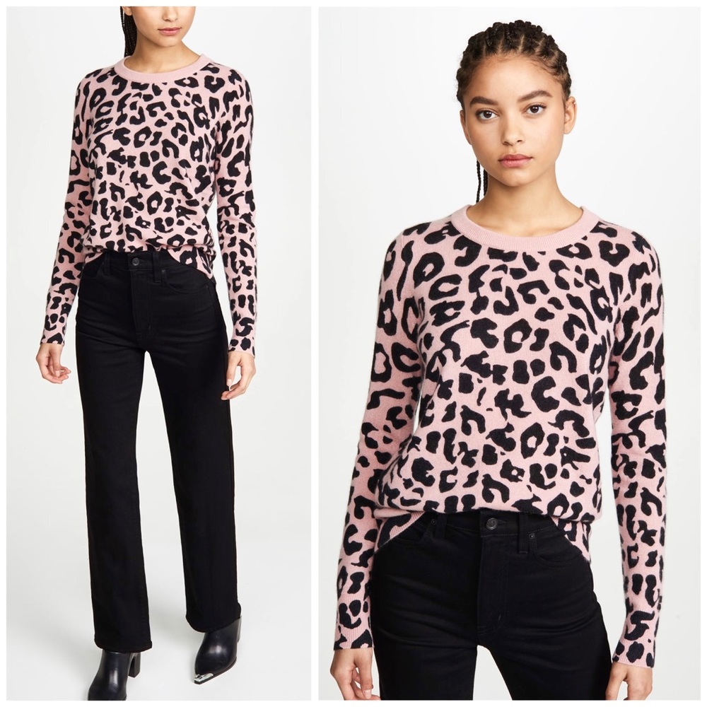 NWT White + Warren Cashmere Sweater Leopard - Picture 3 of 16